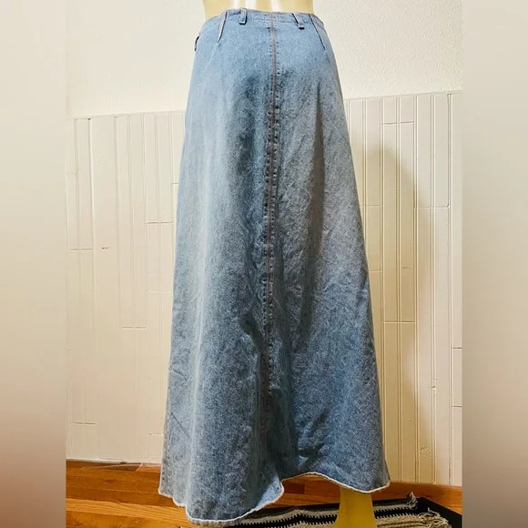 Sundance Blue A-Line Denim Maxi Jean Skirt - Picture 3 of 11